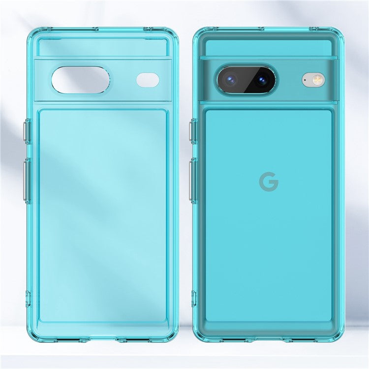 For Google Pixel 7 5G Candy Series Shockproof TPU Phone Case Airbag Corner Cushion Phone Back Cover - Transparent Blue