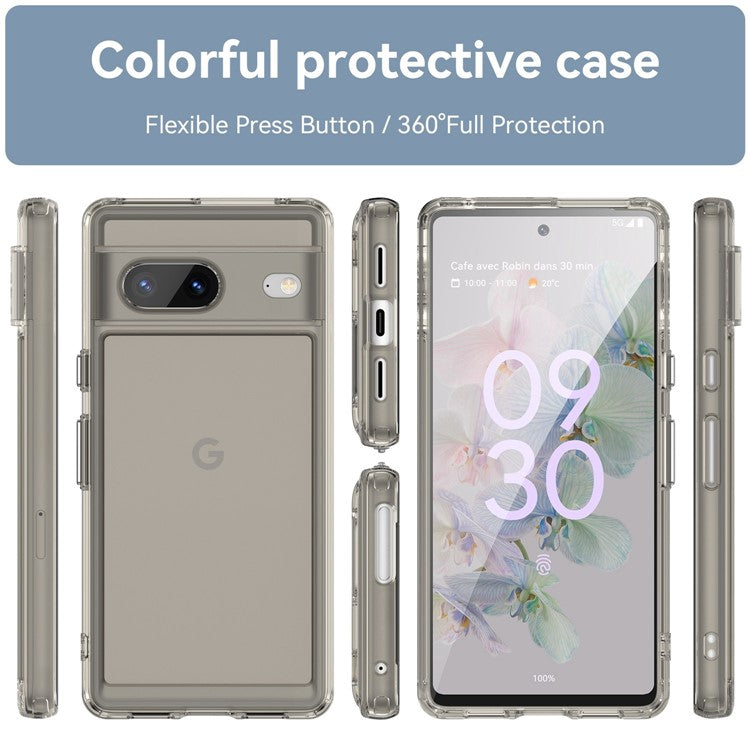 For Google Pixel 7 5G Candy Series Shockproof TPU Phone Case Airbag Corner Cushion Phone Back Cover - Transparent Grey