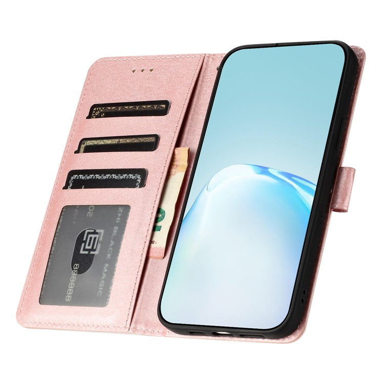 For Google Pixel 8a Case Flip Wallet Leather Silk Texture Phone Cover - Rose Gold