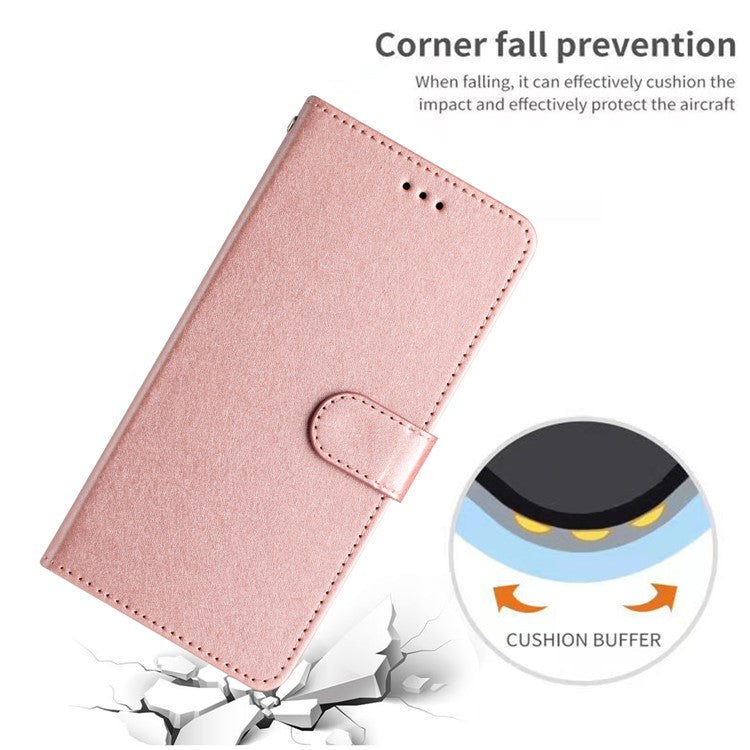 For Google Pixel 8a Case Flip Wallet Leather Silk Texture Phone Cover - Rose Gold