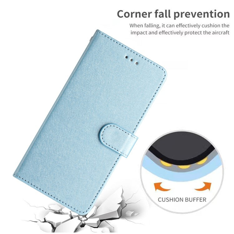 For Google Pixel 8a Case Flip Wallet Leather Silk Texture Phone Cover - Sky Blue