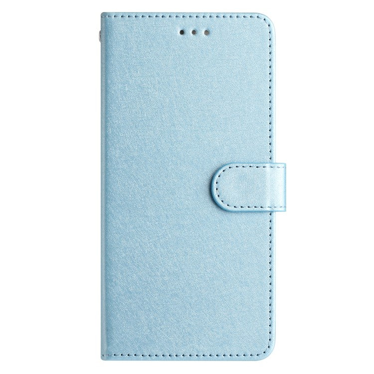 For Google Pixel 8a Case Flip Wallet Leather Silk Texture Phone Cover - Sky Blue