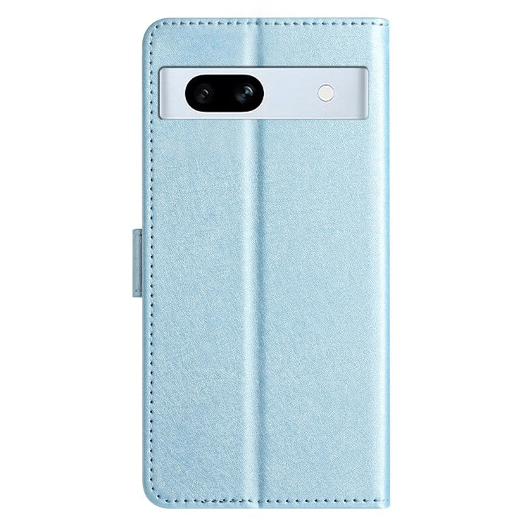 For Google Pixel 8a Case Flip Wallet Leather Silk Texture Phone Cover - Sky Blue