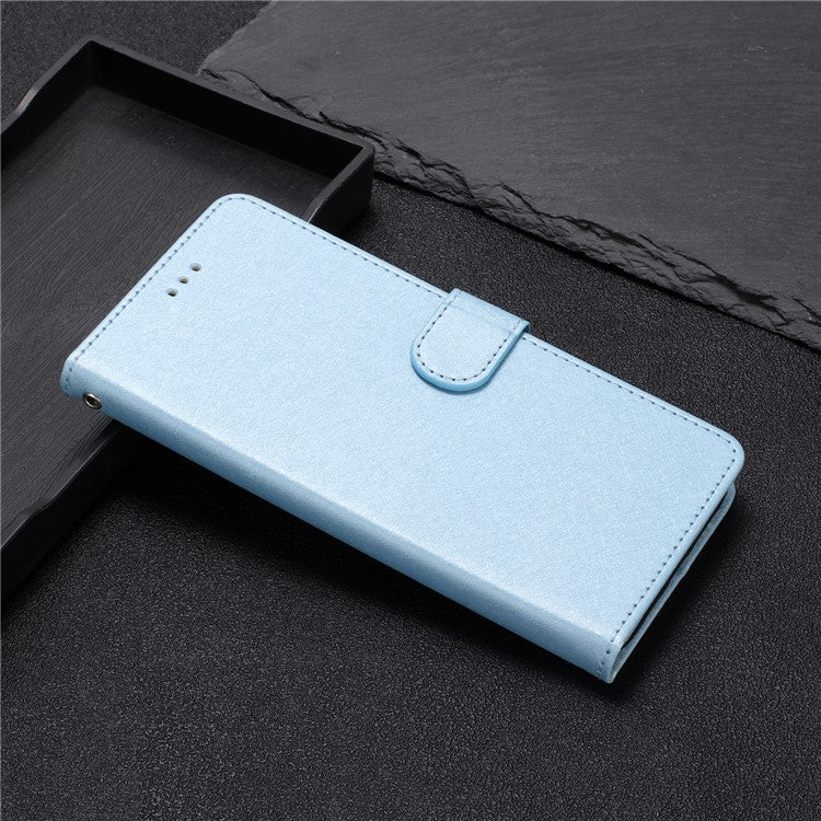 For Google Pixel 8a Case Flip Wallet Leather Silk Texture Phone Cover - Sky Blue