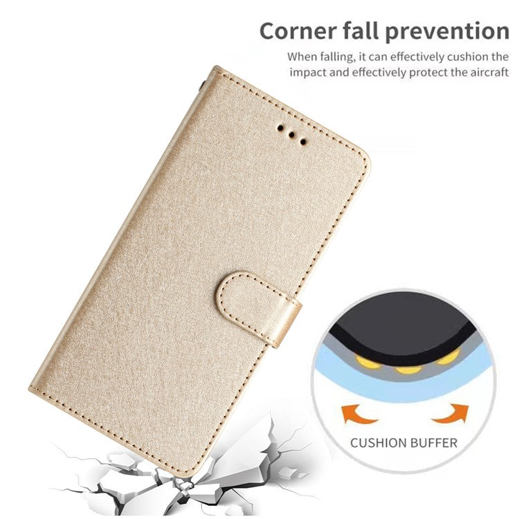 For Google Pixel 8a Case Flip Wallet Leather Silk Texture Phone Cover - Gold