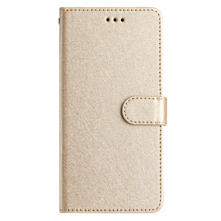 For Google Pixel 8a Case Flip Wallet Leather Silk Texture Phone Cover - Gold