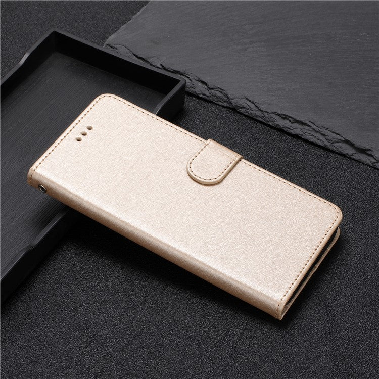 For Google Pixel 8a Case Flip Wallet Leather Silk Texture Phone Cover - Gold