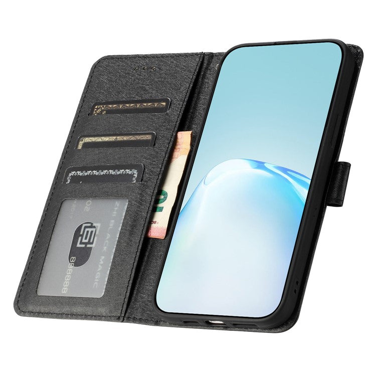 For Google Pixel 8a Case Flip Wallet Leather Silk Texture Phone Cover - Black