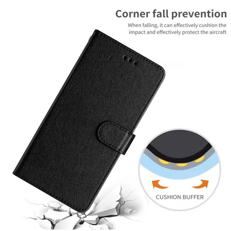 For Google Pixel 8a Case Flip Wallet Leather Silk Texture Phone Cover - Black