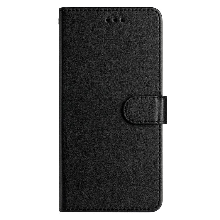 For Google Pixel 8a Case Flip Wallet Leather Silk Texture Phone Cover - Black