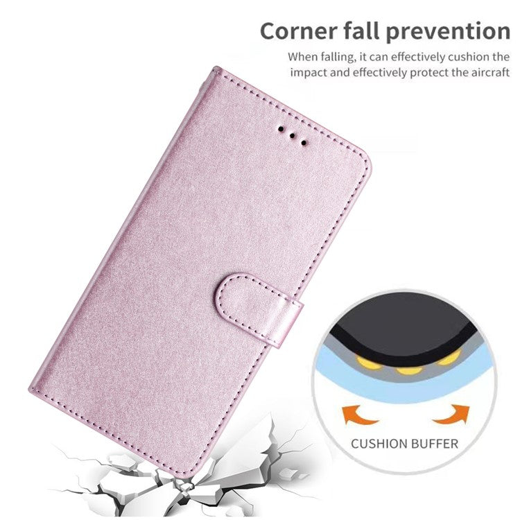 For Google Pixel 8a Case Flip Wallet Leather Silk Texture Phone Cover - Light Purple