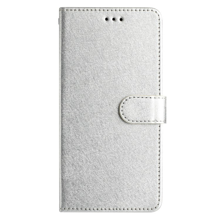 For Google Pixel 8a Case Flip Wallet Leather Silk Texture Phone Cover - Silver