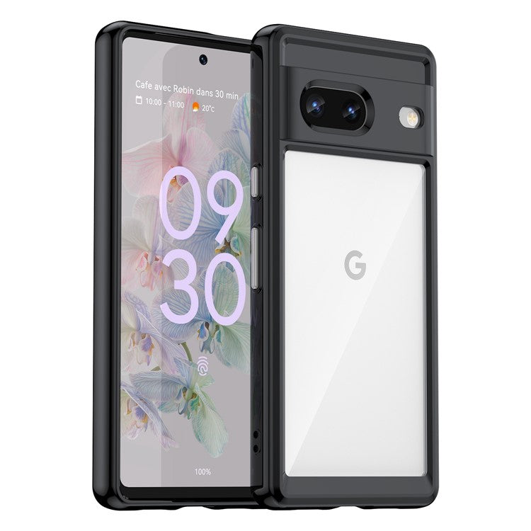 For Google Pixel 7 5G Stylish TPU + Acrylic Phone Protective Case Anti-scratch Back Cover - Black