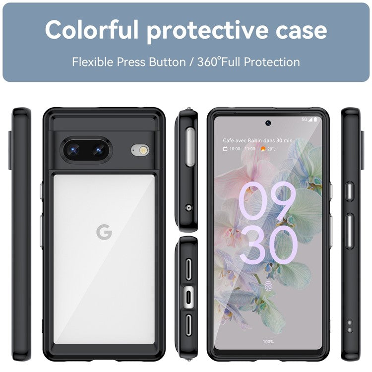 For Google Pixel 7 5G Stylish TPU + Acrylic Phone Protective Case Anti-scratch Back Cover - Black