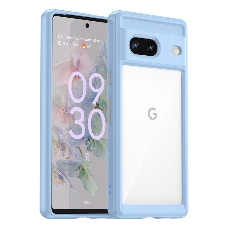 For Google Pixel 7 5G Stylish TPU + Acrylic Phone Protective Case Anti-scratch Back Cover - Blue