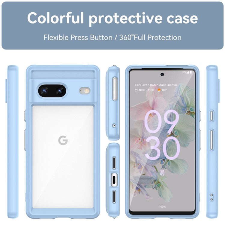 For Google Pixel 7 5G Stylish TPU + Acrylic Phone Protective Case Anti-scratch Back Cover - Blue