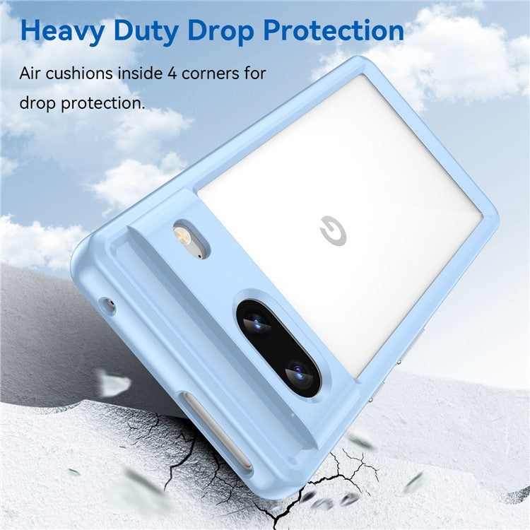 For Google Pixel 7 5G Stylish TPU + Acrylic Phone Protective Case Anti-scratch Back Cover - Blue