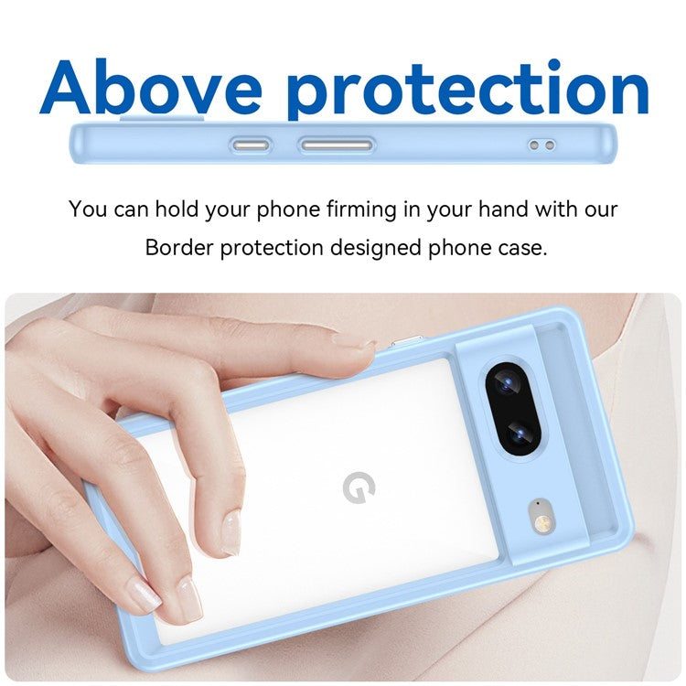 For Google Pixel 7 5G Stylish TPU + Acrylic Phone Protective Case Anti-scratch Back Cover - Blue