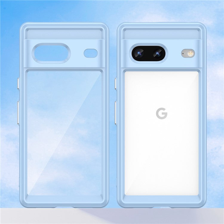 For Google Pixel 7 5G Stylish TPU + Acrylic Phone Protective Case Anti-scratch Back Cover - Blue