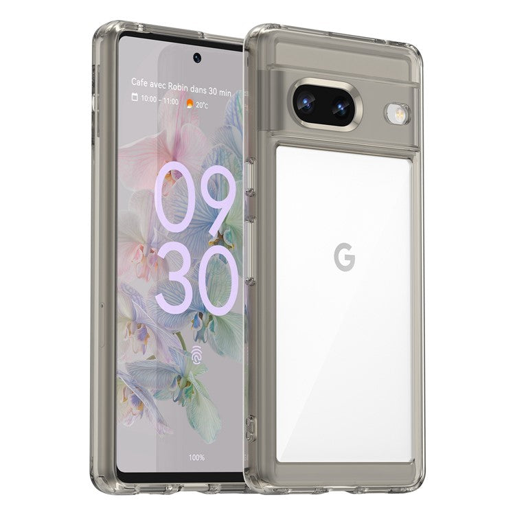 For Google Pixel 7 5G Stylish TPU + Acrylic Phone Protective Case Anti-scratch Back Cover - Transparent Grey