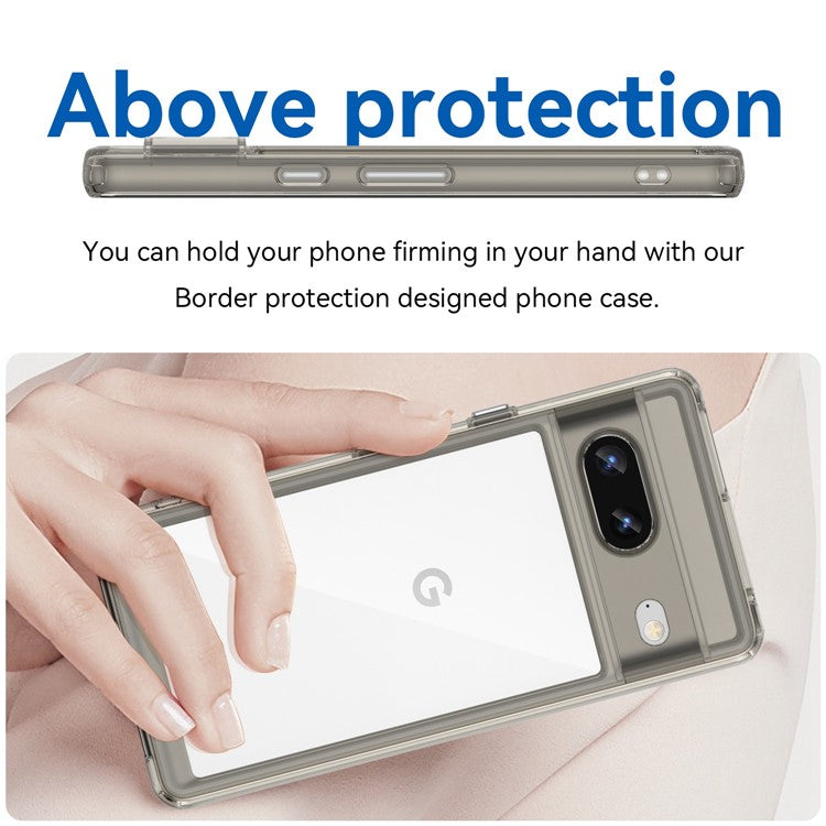 For Google Pixel 7 5G Stylish TPU + Acrylic Phone Protective Case Anti-scratch Back Cover - Transparent Grey