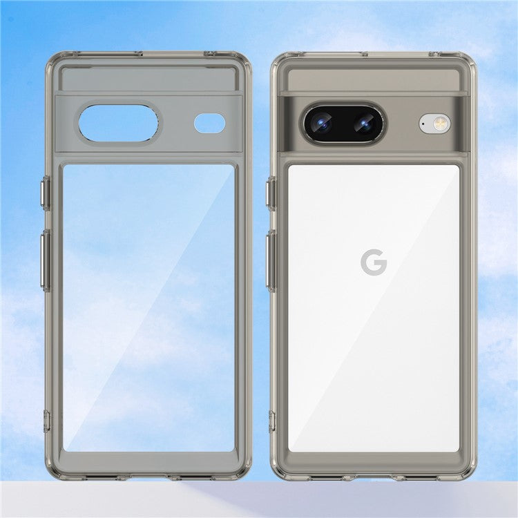 For Google Pixel 7 5G Stylish TPU + Acrylic Phone Protective Case Anti-scratch Back Cover - Transparent Grey