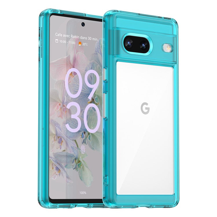 For Google Pixel 7 5G Stylish TPU + Acrylic Phone Protective Case Anti-scratch Back Cover - Transparent Blue