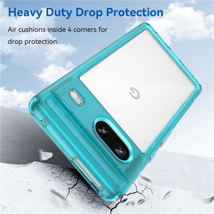 For Google Pixel 7 5G Stylish TPU + Acrylic Phone Protective Case Anti-scratch Back Cover - Transparent Blue