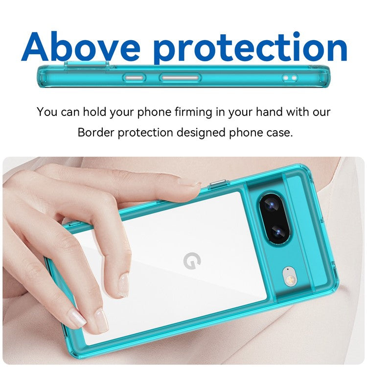 For Google Pixel 7 5G Stylish TPU + Acrylic Phone Protective Case Anti-scratch Back Cover - Transparent Blue