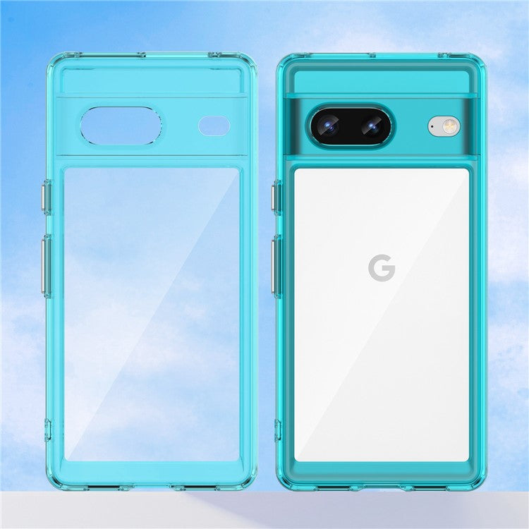 For Google Pixel 7 5G Stylish TPU + Acrylic Phone Protective Case Anti-scratch Back Cover - Transparent Blue