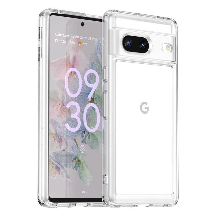 For Google Pixel 7 5G Stylish TPU + Acrylic Phone Protective Case Anti-scratch Back Cover - Transparent