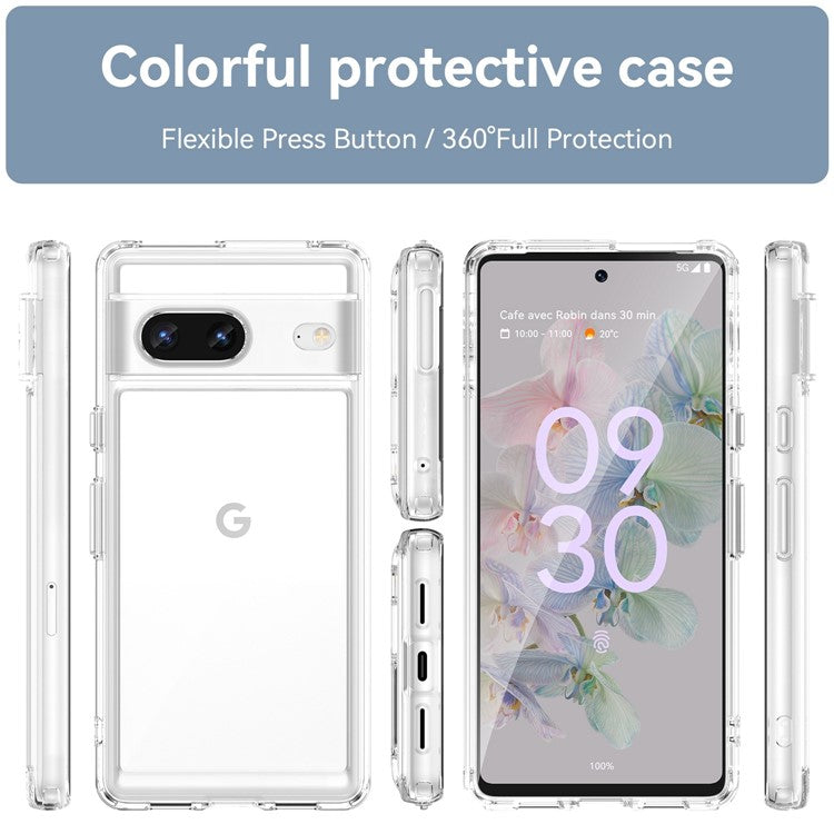 For Google Pixel 7 5G Stylish TPU + Acrylic Phone Protective Case Anti-scratch Back Cover - Transparent