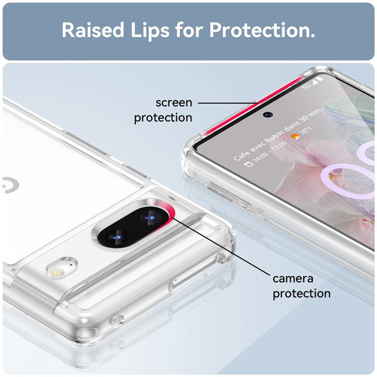 For Google Pixel 7 5G Stylish TPU + Acrylic Phone Protective Case Anti-scratch Back Cover - Transparent