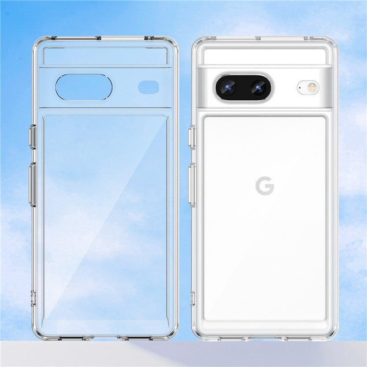 For Google Pixel 7 5G Stylish TPU + Acrylic Phone Protective Case Anti-scratch Back Cover - Transparent