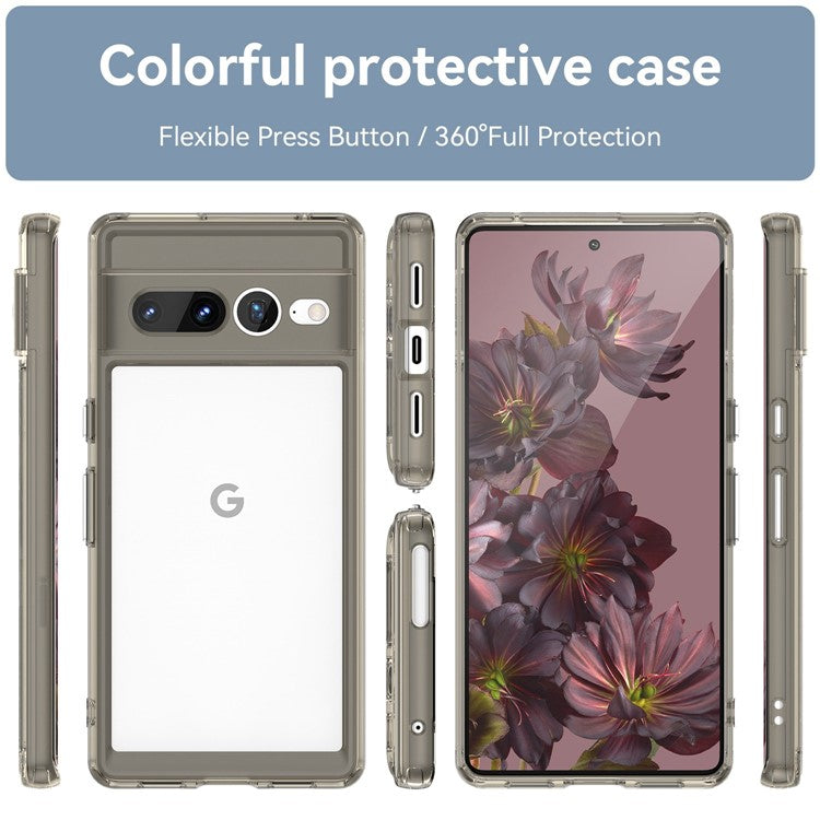 For Google Pixel 7 Pro TPU + Acrylic Mobile Phone Case Drop-proof Shockproof Back Cover - Transparent Grey