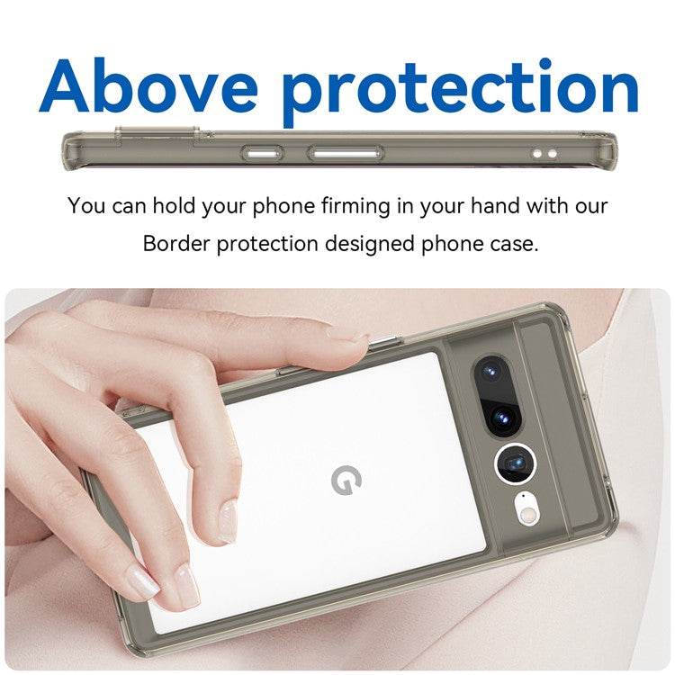 For Google Pixel 7 Pro TPU + Acrylic Mobile Phone Case Drop-proof Shockproof Back Cover - Transparent Grey