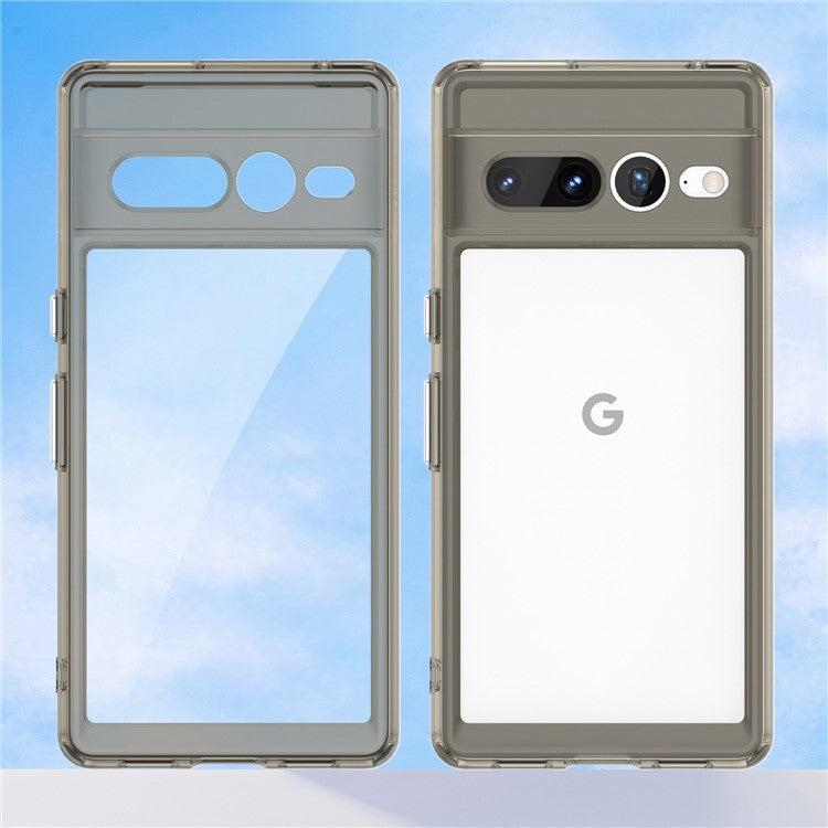 For Google Pixel 7 Pro TPU + Acrylic Mobile Phone Case Drop-proof Shockproof Back Cover - Transparent Grey