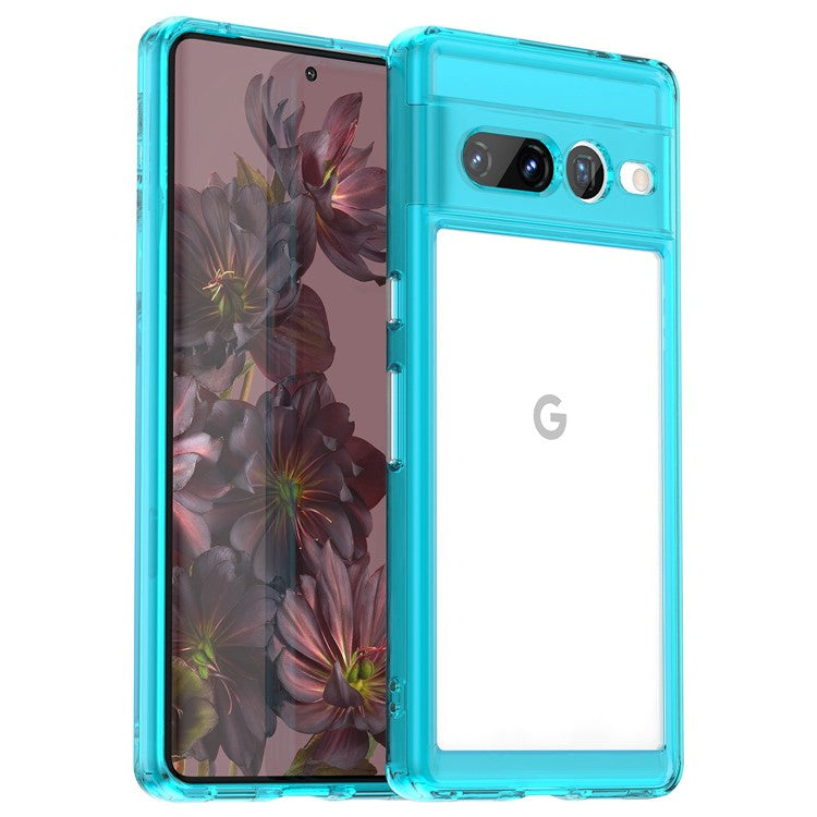 For Google Pixel 7 Pro TPU + Acrylic Mobile Phone Case Drop-proof Shockproof Back Cover - Transparent Blue