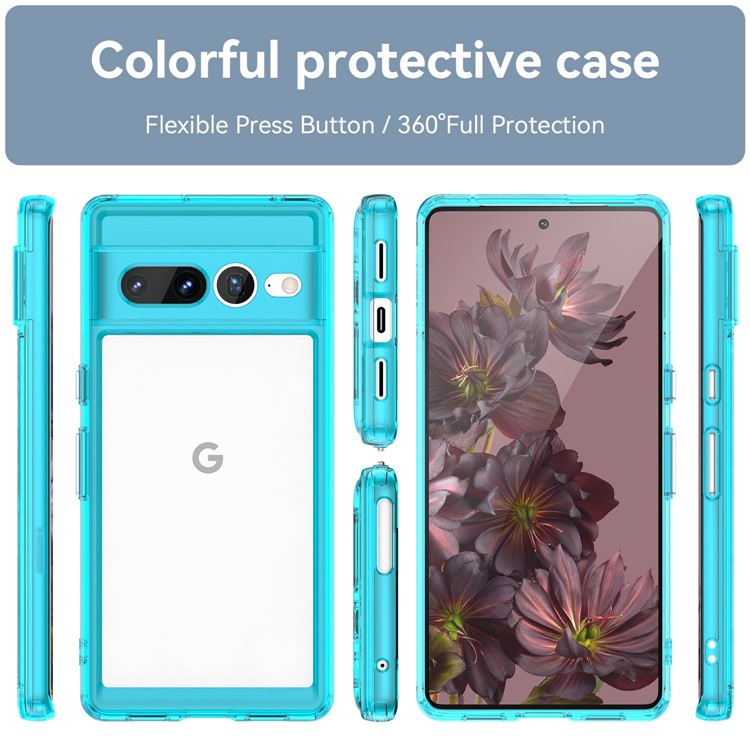 For Google Pixel 7 Pro TPU + Acrylic Mobile Phone Case Drop-proof Shockproof Back Cover - Transparent Blue