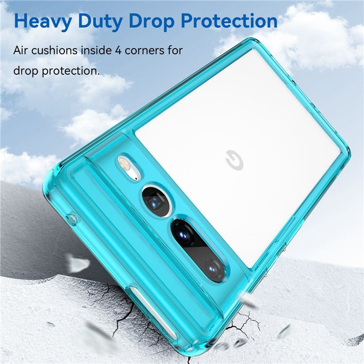 For Google Pixel 7 Pro TPU + Acrylic Mobile Phone Case Drop-proof Shockproof Back Cover - Transparent Blue