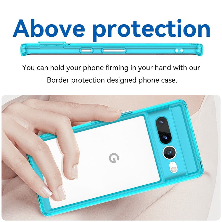 For Google Pixel 7 Pro TPU + Acrylic Mobile Phone Case Drop-proof Shockproof Back Cover - Transparent Blue