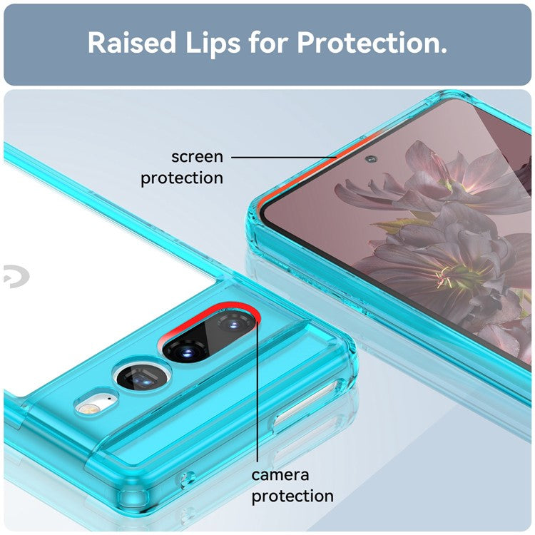 For Google Pixel 7 Pro TPU + Acrylic Mobile Phone Case Drop-proof Shockproof Back Cover - Transparent Blue