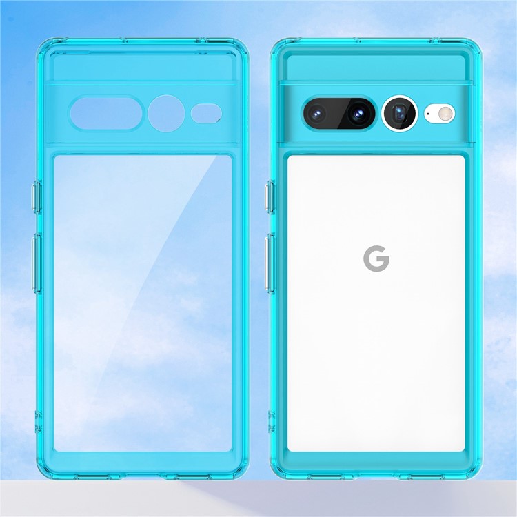 For Google Pixel 7 Pro TPU + Acrylic Mobile Phone Case Drop-proof Shockproof Back Cover - Transparent Blue