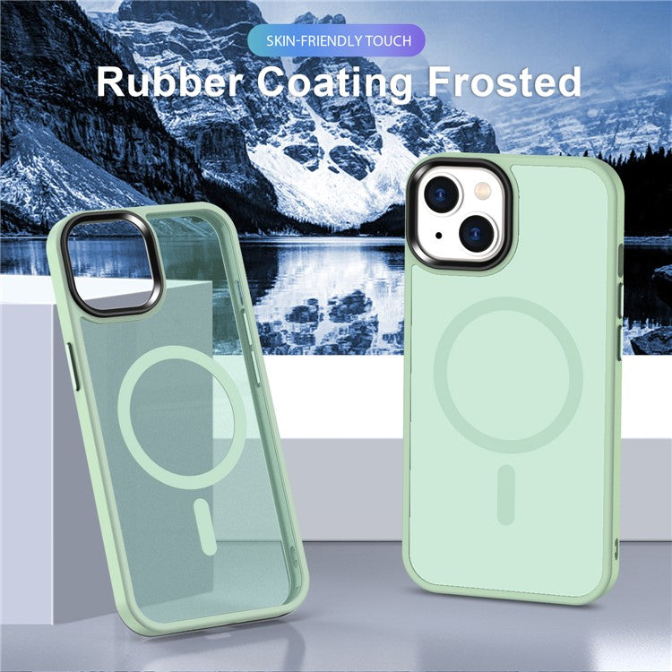 For-iPhone-14-/-13-Magnetic-Case-TPU+PC-Phone-Cover-Compatible-with-MagSafe---Light-Green