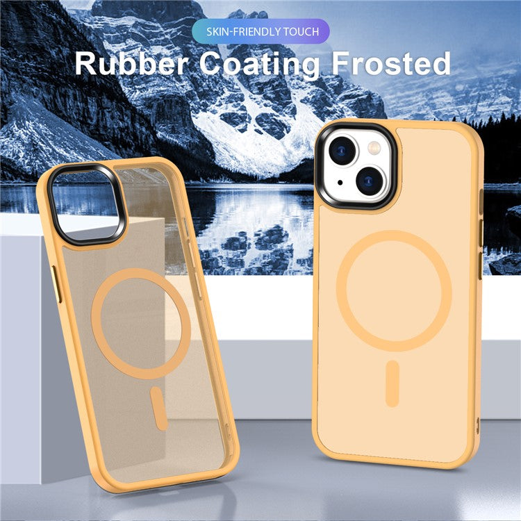 For-iPhone-14-/-13-Magnetic-Case-TPU+PC-Phone-Cover-Compatible-with-MagSafe---Orange