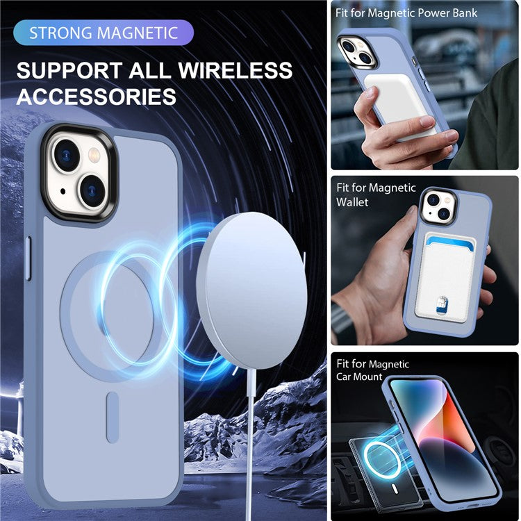 For-iPhone-14-/-13-Magnetic-Case-TPU+PC-Phone-Cover-Compatible-with-MagSafe---Baby-Blue