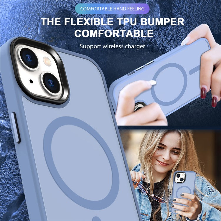 For-iPhone-14-/-13-Magnetic-Case-TPU+PC-Phone-Cover-Compatible-with-MagSafe---Baby-Blue