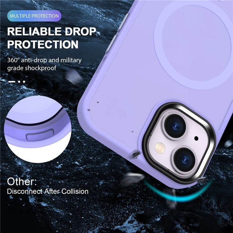 For-iPhone-14-/-13-Magnetic-Case-TPU+PC-Phone-Cover-Compatible-with-MagSafe---Light-Purple