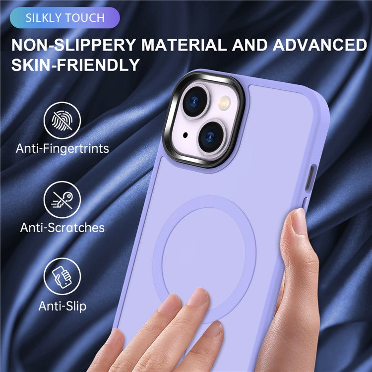 For-iPhone-14-/-13-Magnetic-Case-TPU+PC-Phone-Cover-Compatible-with-MagSafe---Light-Purple