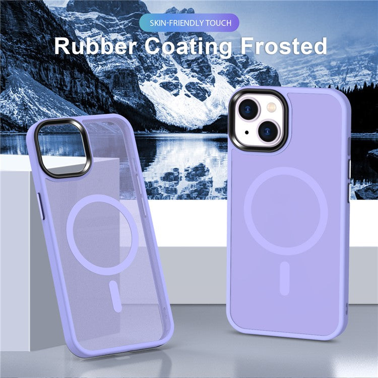 For-iPhone-14-/-13-Magnetic-Case-TPU+PC-Phone-Cover-Compatible-with-MagSafe---Light-Purple